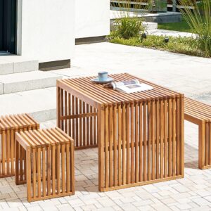 GARTENMÖBEL SET 4-Sitzer Akazienholz hellbraun 4-teilig Bellano Holz Beliani Garten & Outdoor > Gartenmöbel > Gartenmöbel-Sets Braun