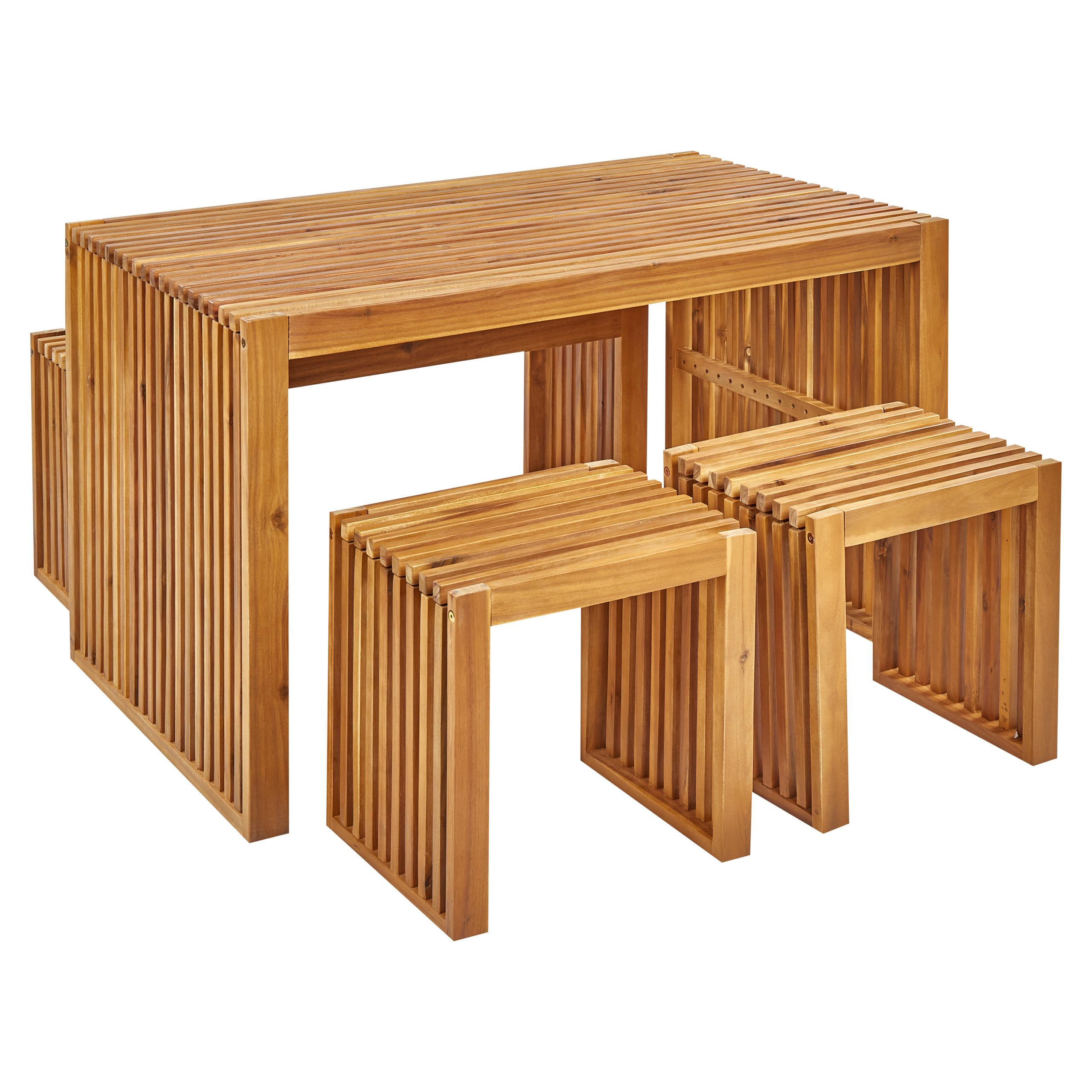 Wohnli Möbelsuche - GARTENMÖBEL SET 4-Sitzer Akazienholz hellbraun 4-teilig Bellano