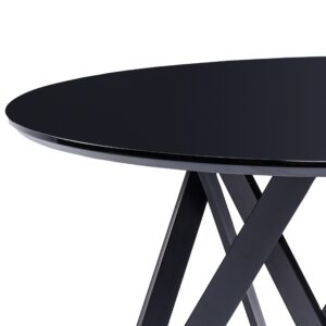 wohnli-moebel-suche-800000720114-1 ESSTISCH schwarz glänzend 120 cm rund Oxhill Holzwerkstoff Beliani Möbel > Tische > Esstische Schwarz