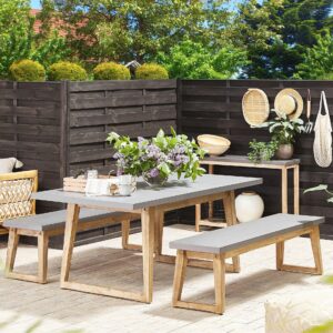 wohnli-moebel-suche-800000721704-1 GARTENTISCH Beton/Akazienholz 180/90 cm Oria Stein Beliani Garten & Outdoor > Gartenmöbel > Gartentische Grau