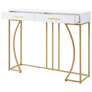 KONSOLENTISCH Golden und Weiß 110/32/85CM Holzwerkstoff, Metall Urban Meuble Möbel > Kommoden & Schubladenschränke > Konsolentische Weiß