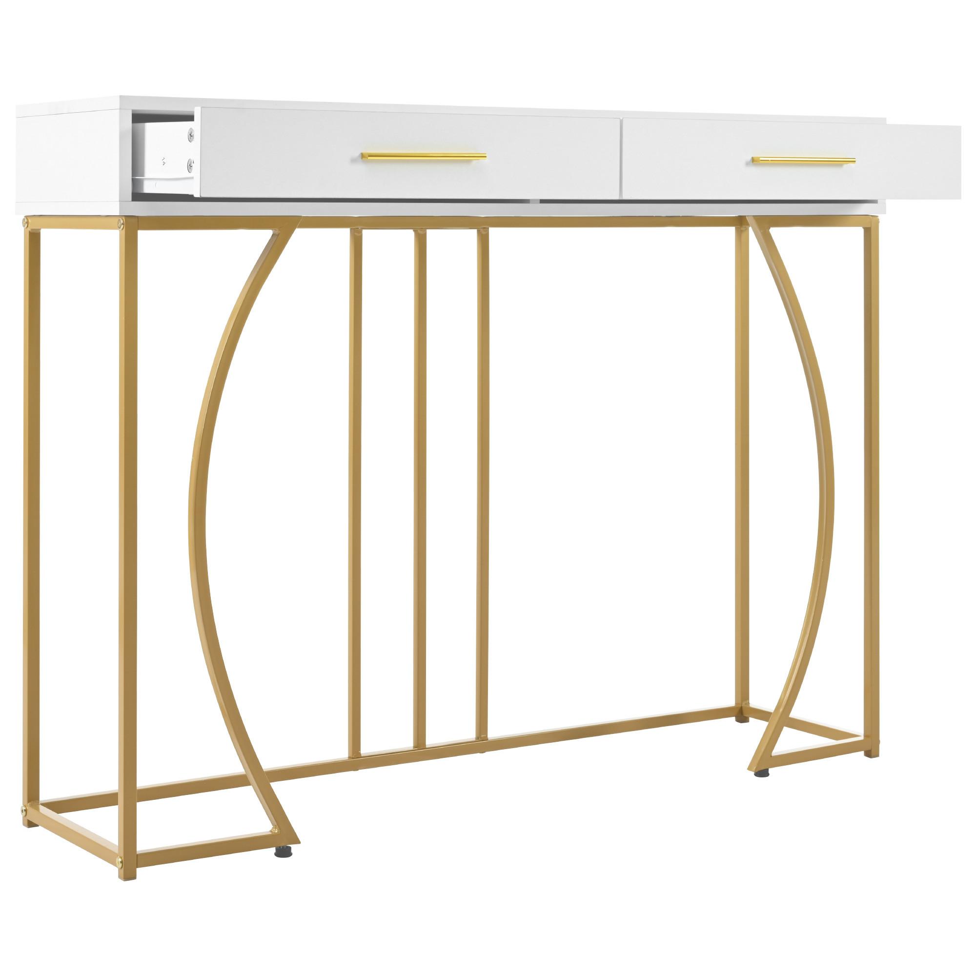 wohnli-moebel-suche-800000722919 Wohnli Möbelsuche - KONSOLENTISCH Golden und Weiß 110/32/85CM