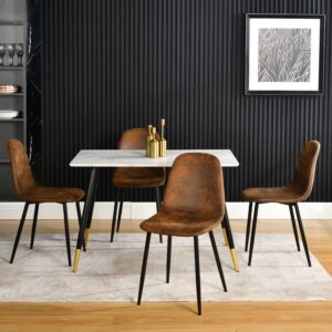 wohnli-moebel-suche-800000723269-1 ESSTISCH SET weiß und braun Holzwerkstoff, Metall Urban Meuble Möbel > Bänke > Eckbänke Braun