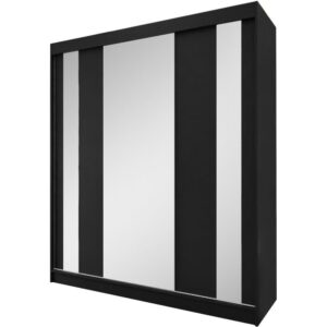 Wohnli Möbelsuche - SCHWEBETÜRENSCHRANK Gaja 180/216/61 schwarz mit Spiegel Schubladeneinsatz