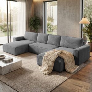 wohnli-moebel-suche-800000725718-1 WOHNLANDSCHAFT Parys U mit Schlaffunktion grau Textil Beautysofa Möbel > Sofas & Couches > Wohnlandschaften > Wohnlandschaften U-Form Grau