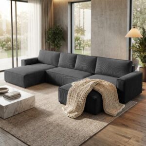 wohnli-moebel-suche-800000725723-1 WOHNLANDSCHAFT Parys U mit Schlaffunktion dunkelgrau Textil Beautysofa Möbel > Sofas & Couches > Wohnlandschaften > Wohnlandschaften U-Form Grau
