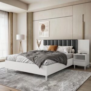 wohnli-moebel-suche-800000727310-1 POLSTERBETT Stella 166/211/108 mit 2 Nachttischen schwarz Textil Beautysofa Möbel > Betten > Polsterbetten Weiß