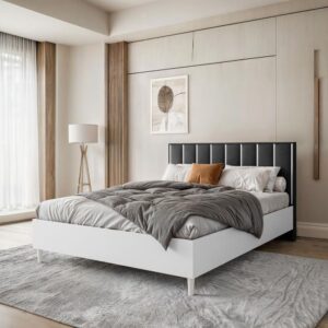 wohnli-moebel-suche-800000727311-1 POLSTERBETT Stella 166/211/108 weiß/schwarz Textil Beautysofa Möbel > Betten > Polsterbetten Weiß