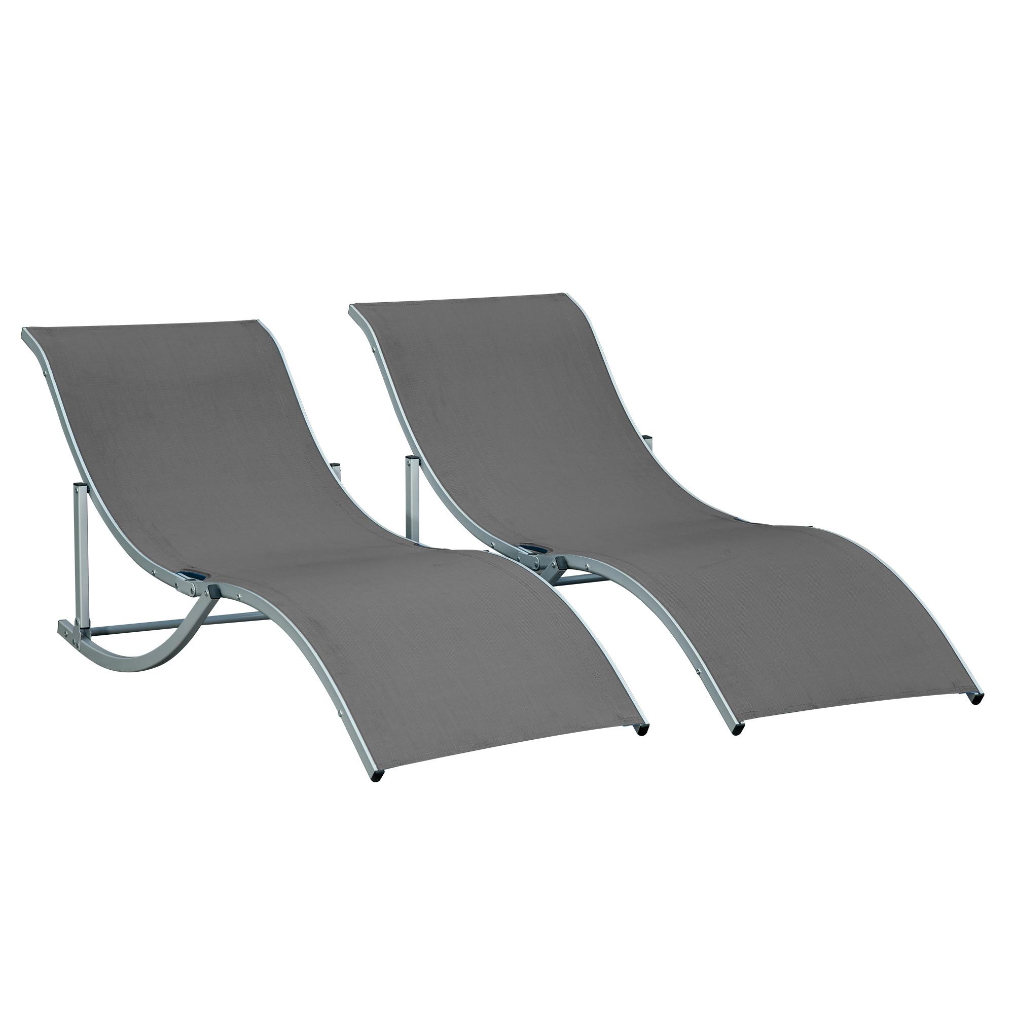 wohnli-moebel-suche-800000727798 Wohnli Möbelsuche - 2ER Set Sonnenliege Gartenliege Stoffliege Relaxliege Alu Texteline Dunkelgrau