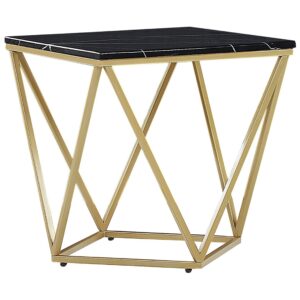 wohnli-moebel-suche-800000729210 Wohnli Möbelsuche - BEISTELLTISCH schwarz/gold Marmor Optik quadratisch 50/50 cm Malibu