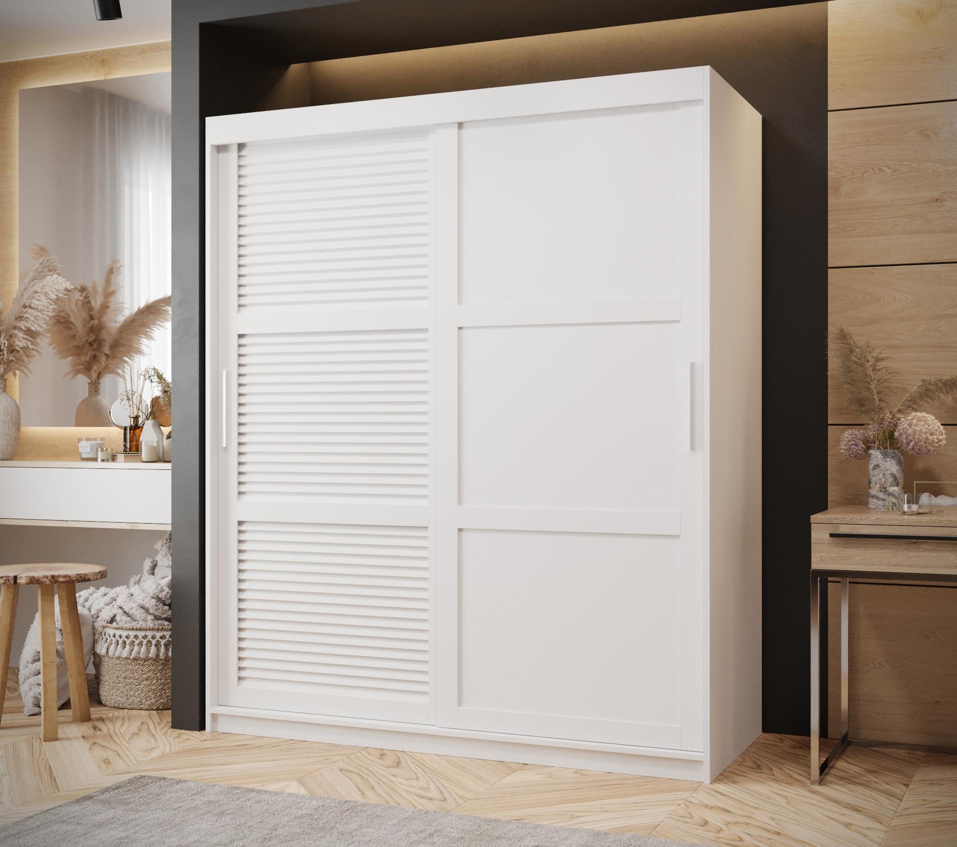 wohnli-moebel-suche-800000730364-1 SCHWEBETÜRENSCHRANK 200/150/62 2-türig Holz MÖBEL KRYSPOL Möbel > Schränke > Kleiderschränke > Schwebetürenschränke Weiß