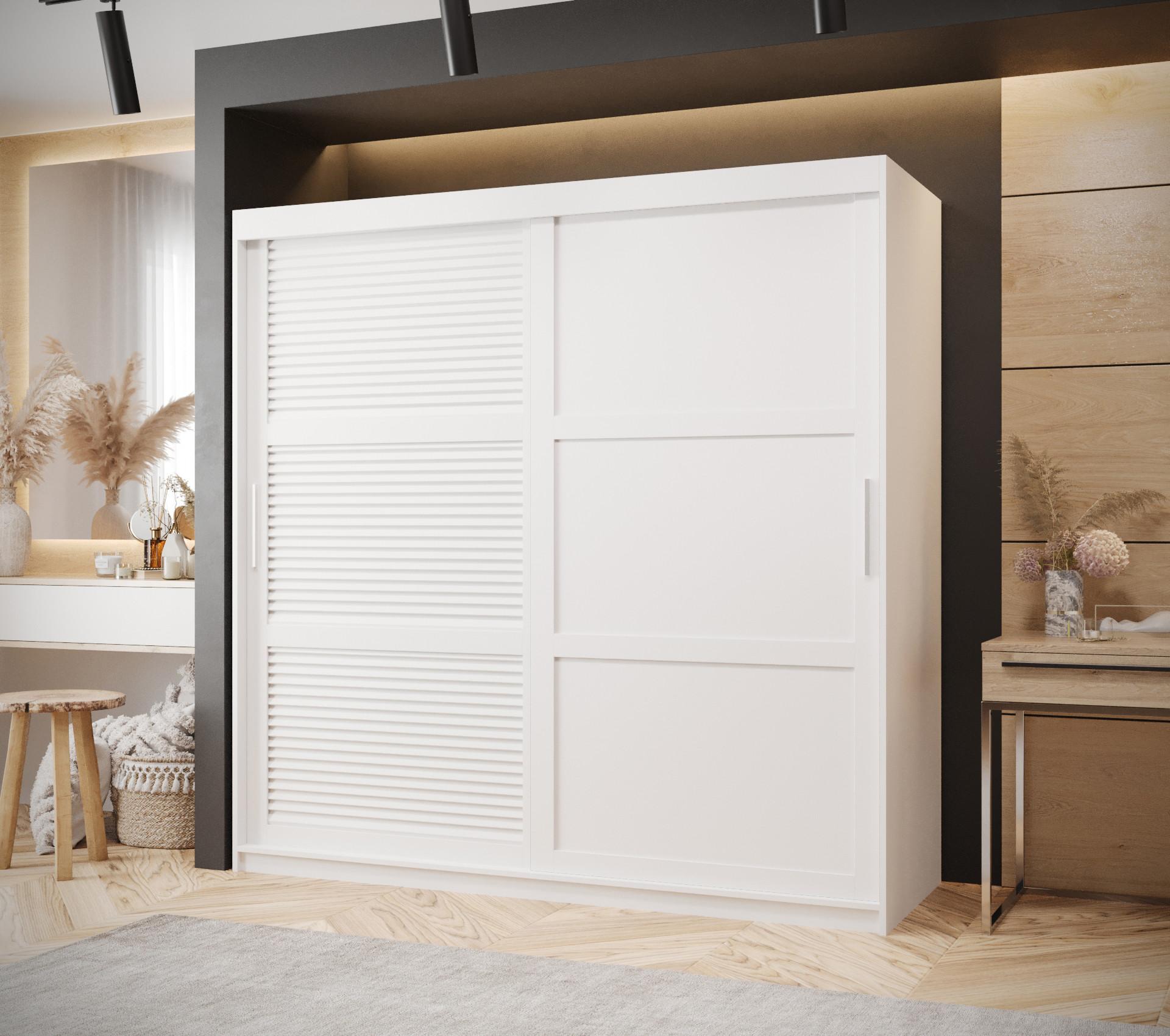 wohnli-moebel-suche-800000730372-1 SCHWEBETÜRENSCHRANK 200/180/62 2-türig Holz MÖBEL KRYSPOL Möbel > Schränke > Kleiderschränke > Schwebetürenschränke Weiß