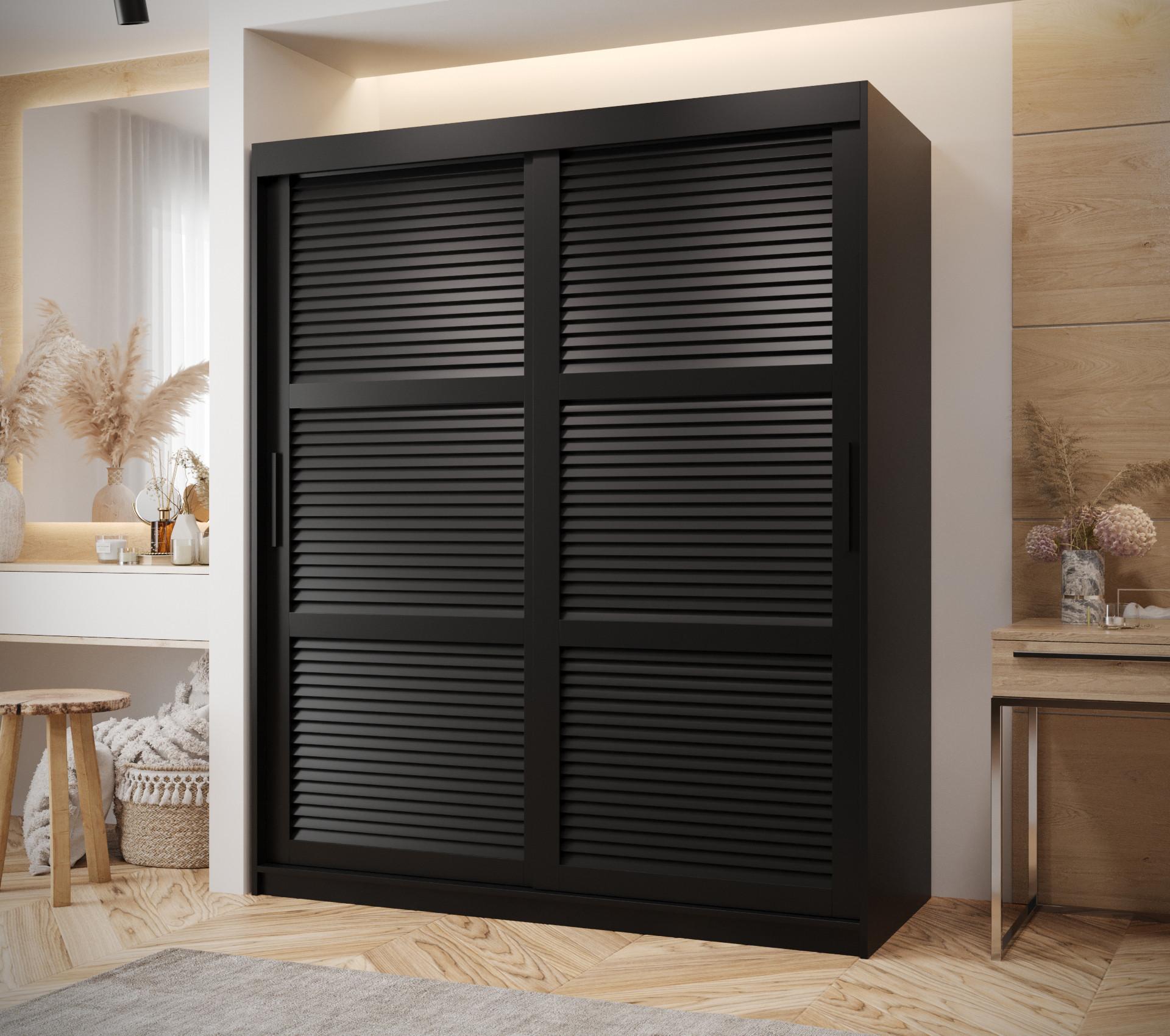 wohnli-moebel-suche-800000730395-1 SCHWEBETÜRENSCHRANK 200/150/62 2-türig Holz MÖBEL KRYSPOL Möbel > Schränke > Kleiderschränke > Schwebetürenschränke Schwarz