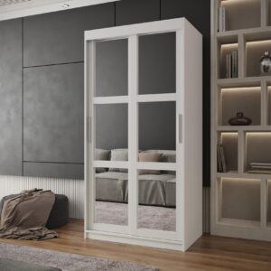 SCHWEBETÜRENSCHRANK 200/100/62 2-türig Holz MÖBEL KRYSPOL Möbel > Schränke > Kleiderschränke > Schwebetürenschränke Weiß