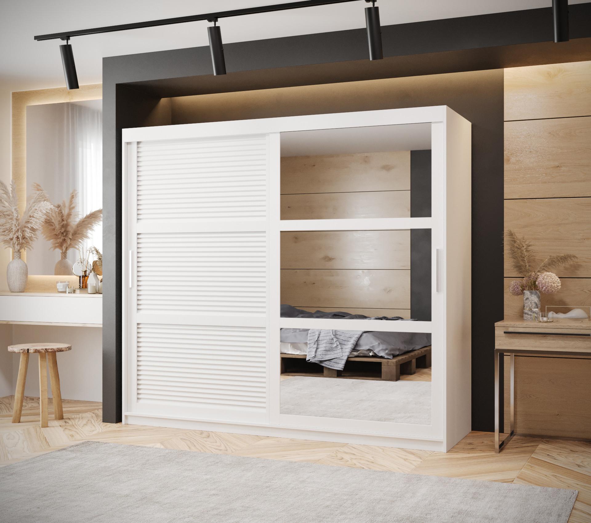 wohnli-moebel-suche-800000730475-1 SCHWEBETÜRENSCHRANK 200/200/62 2-türig Holz MÖBEL KRYSPOL Möbel > Schränke > Kleiderschränke > Schwebetürenschränke Weiß