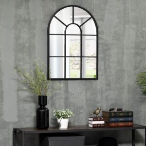 wohnli-moebel-suche-800000734254-1 WANDSPIEGEL Fensterspiegel 70 x 50 cm Dekorativ Spiegel mit Metallrahmen Schwarz Glas HOMCOM Spiegel > Wandspiegel Schwarz