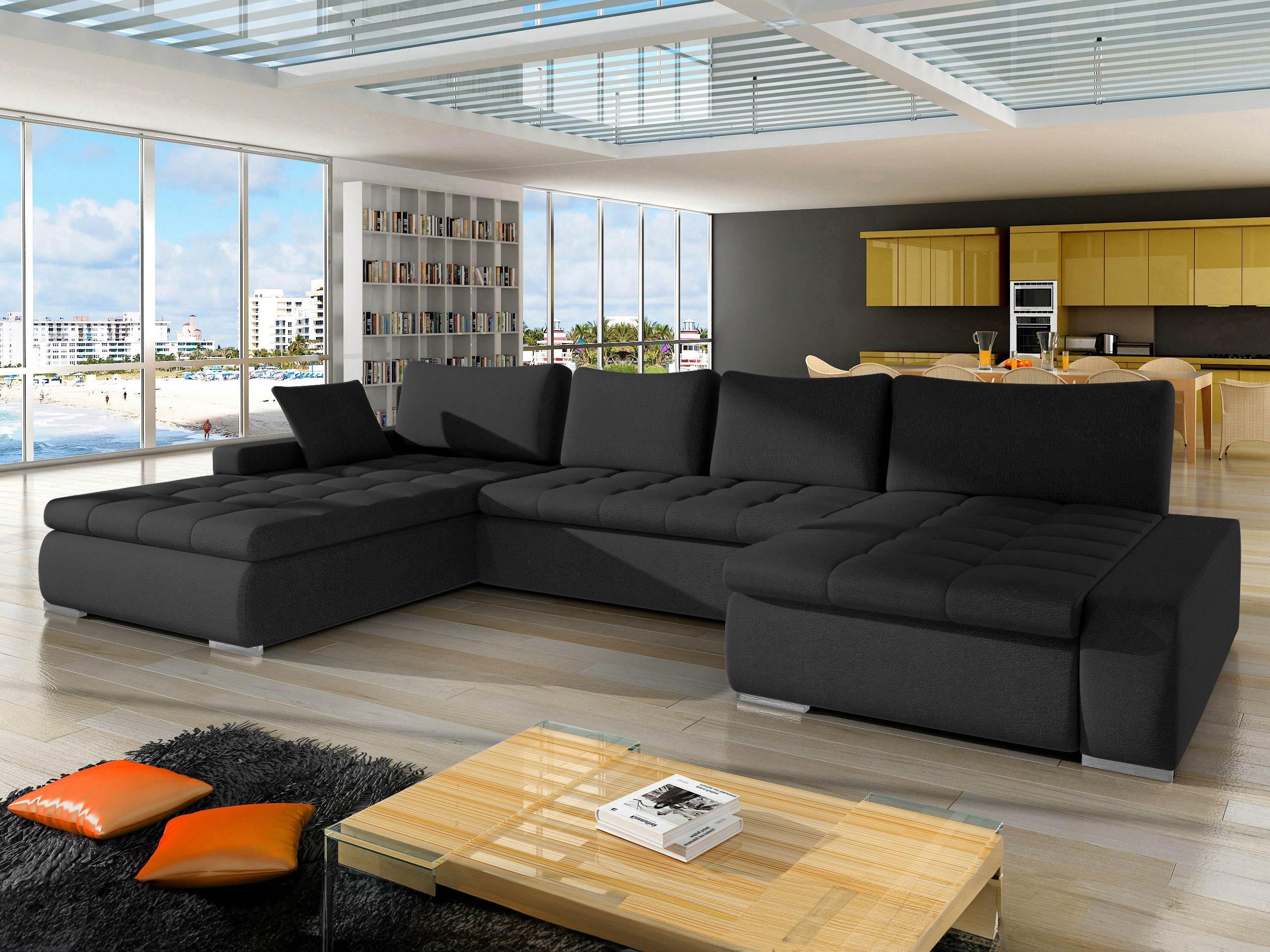 WOHNLANDSCHAFT Caro Textil MIRJAN24 Möbel > Sofas & Couches > Wohnlandschaften > Wohnlandschaften U-Form Schwarz