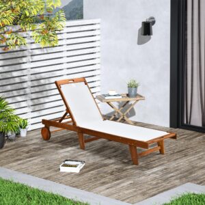 wohnli-moebel-suche-800000736472-1 SONNENLIEGE Relaxliege Gartenliege verstellbar Holz Textil Natur+Weiß Holz Outsunny Garten & Outdoor > Gartenmöbel > Gartenliegen Weiß