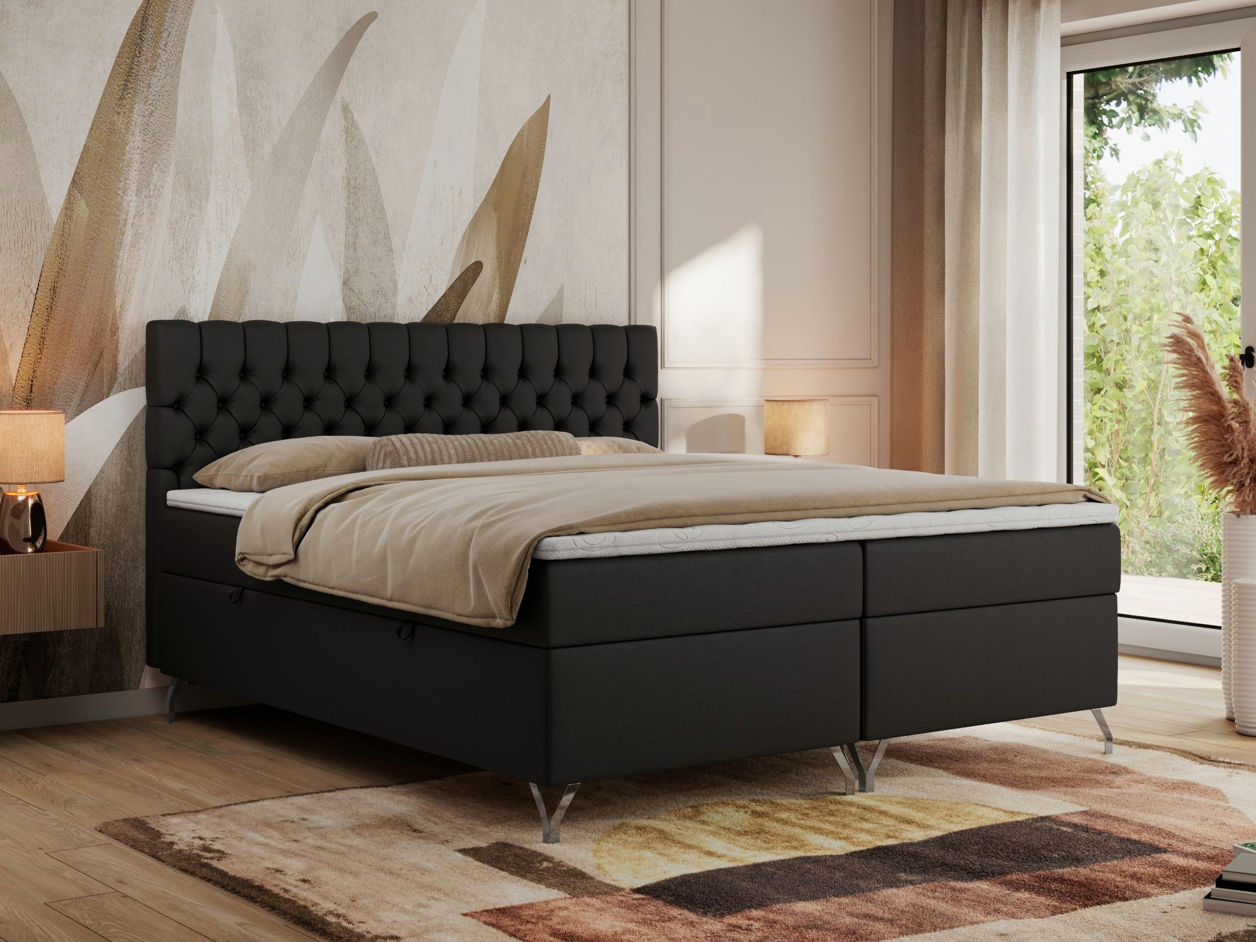 BOXBETT GRIMALDI 180/200 Schwarz Kunstleder - H3 Holz MKS Möbel > Betten > Boxspringbetten Schwarz