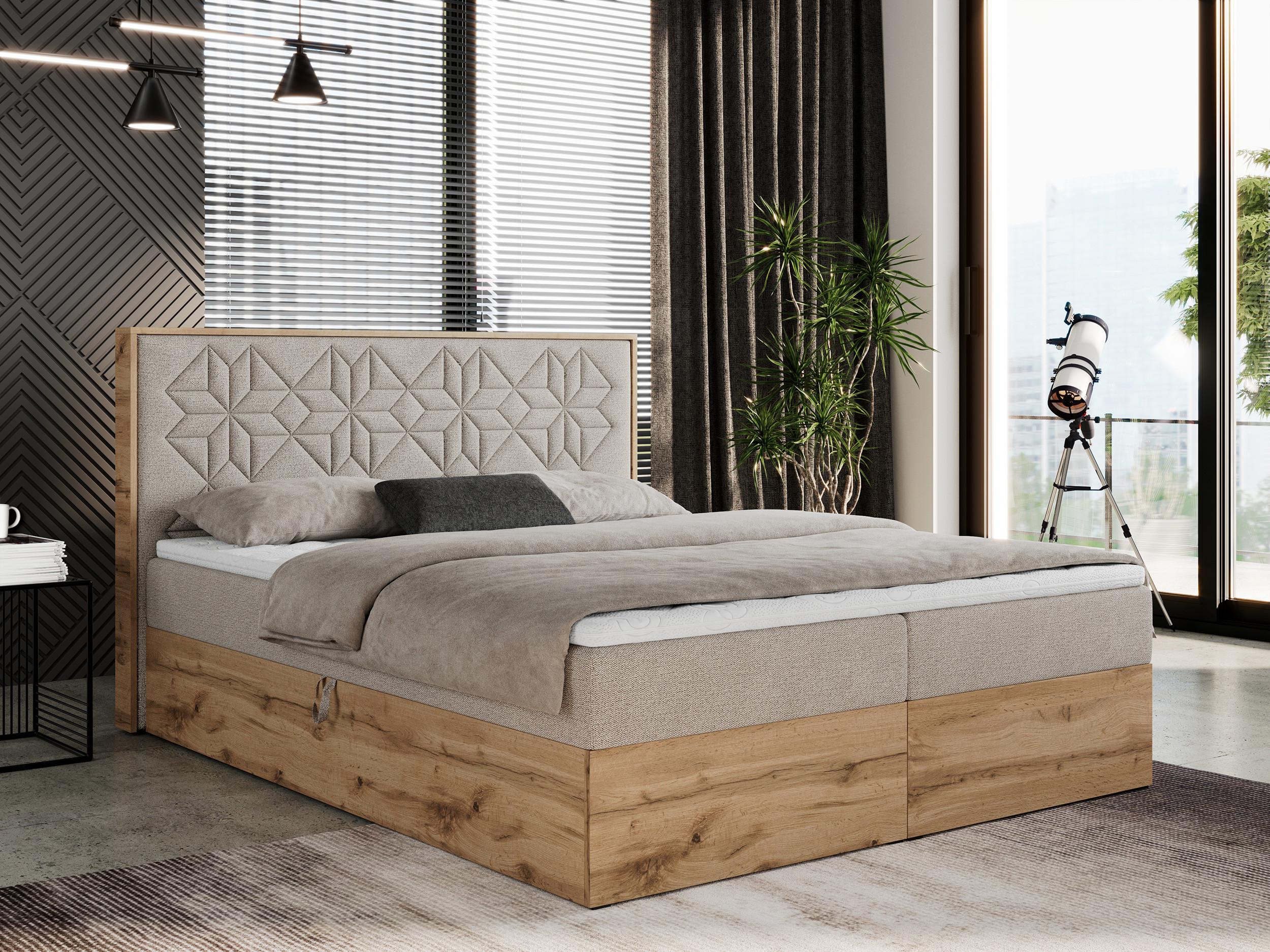wohnli-moebel-suche-800000738953-1 BOXBETT NESSI - 120/200 Beige Struktur - H3 Holz MKS Möbel > Betten > Boxspringbetten Beige
