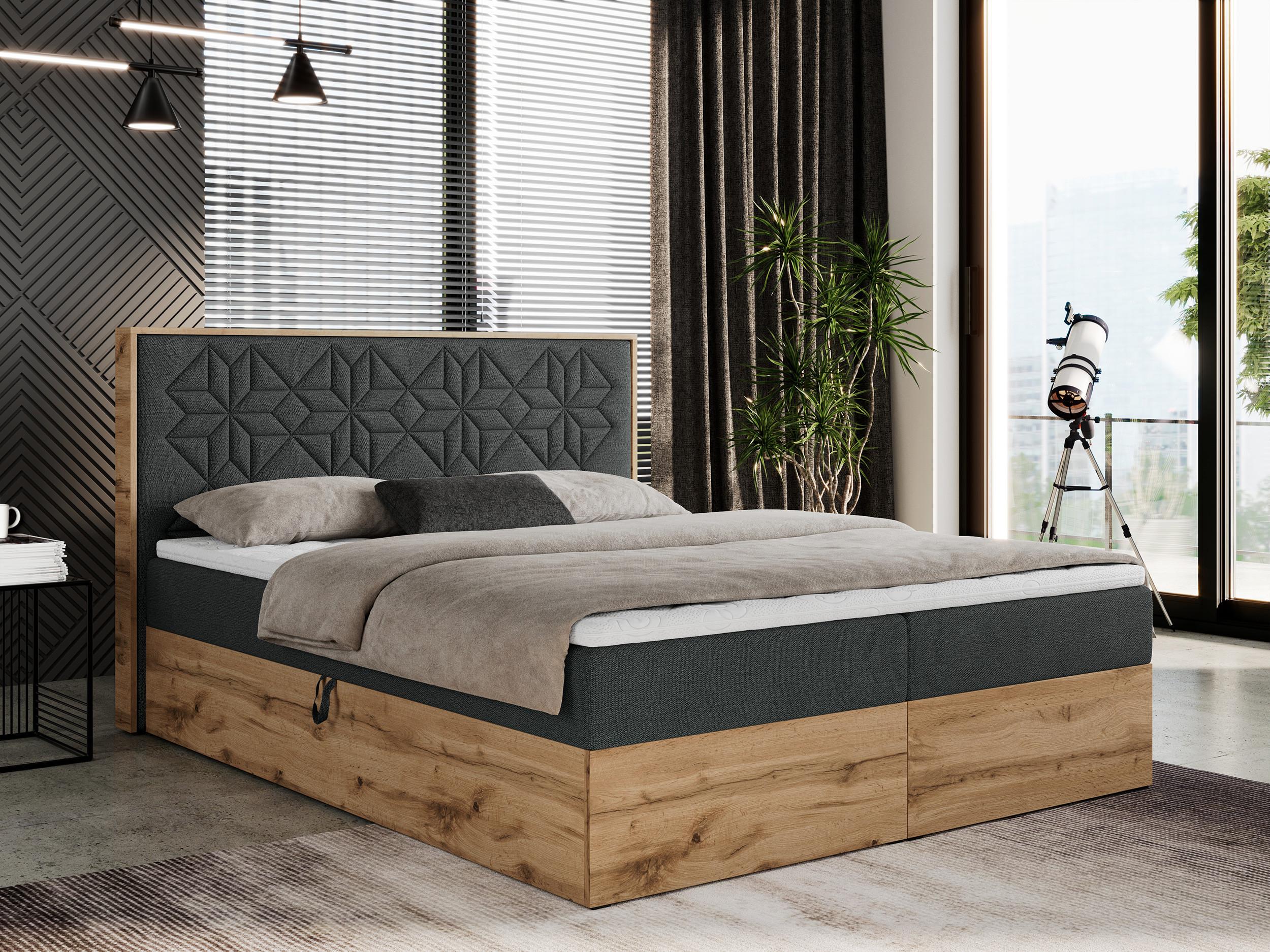 wohnli-moebel-suche-800000738954-1 BOXBETT NESSI - 200/200 Dunkelgrau Struktur - H3 Holz MKS Möbel > Betten > Boxspringbetten Grau