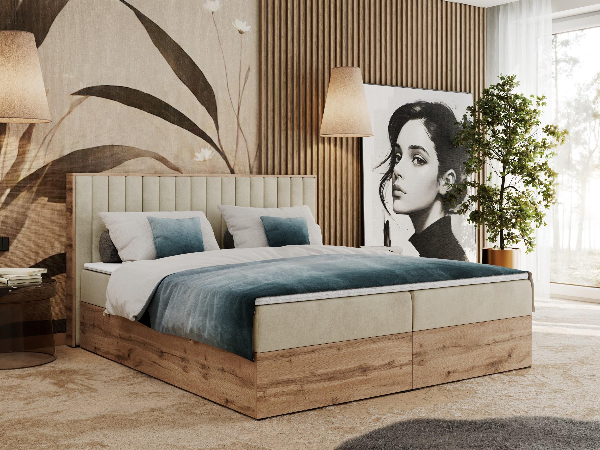 wohnli-moebel-suche-800000739010-1 BOXBETT ALBERO 4 - 160/200 Beige Velvet - H3 Holz MKS Möbel > Betten > Boxspringbetten Beige