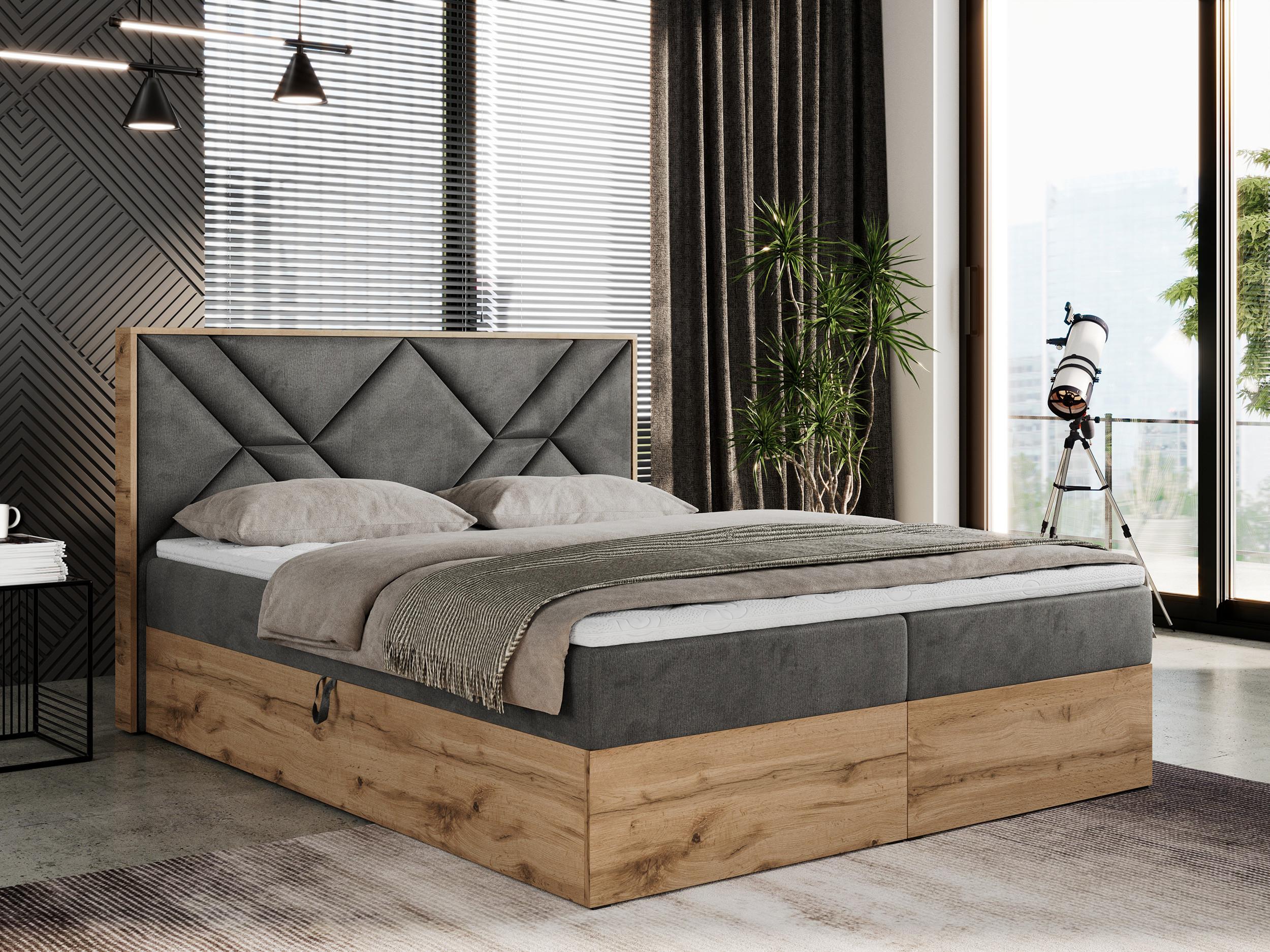 BOXBETT GUNAR - 200/200 Dunkelgrau Velvet - H4 Holz MKS Möbel > Betten > Boxspringbetten Grau