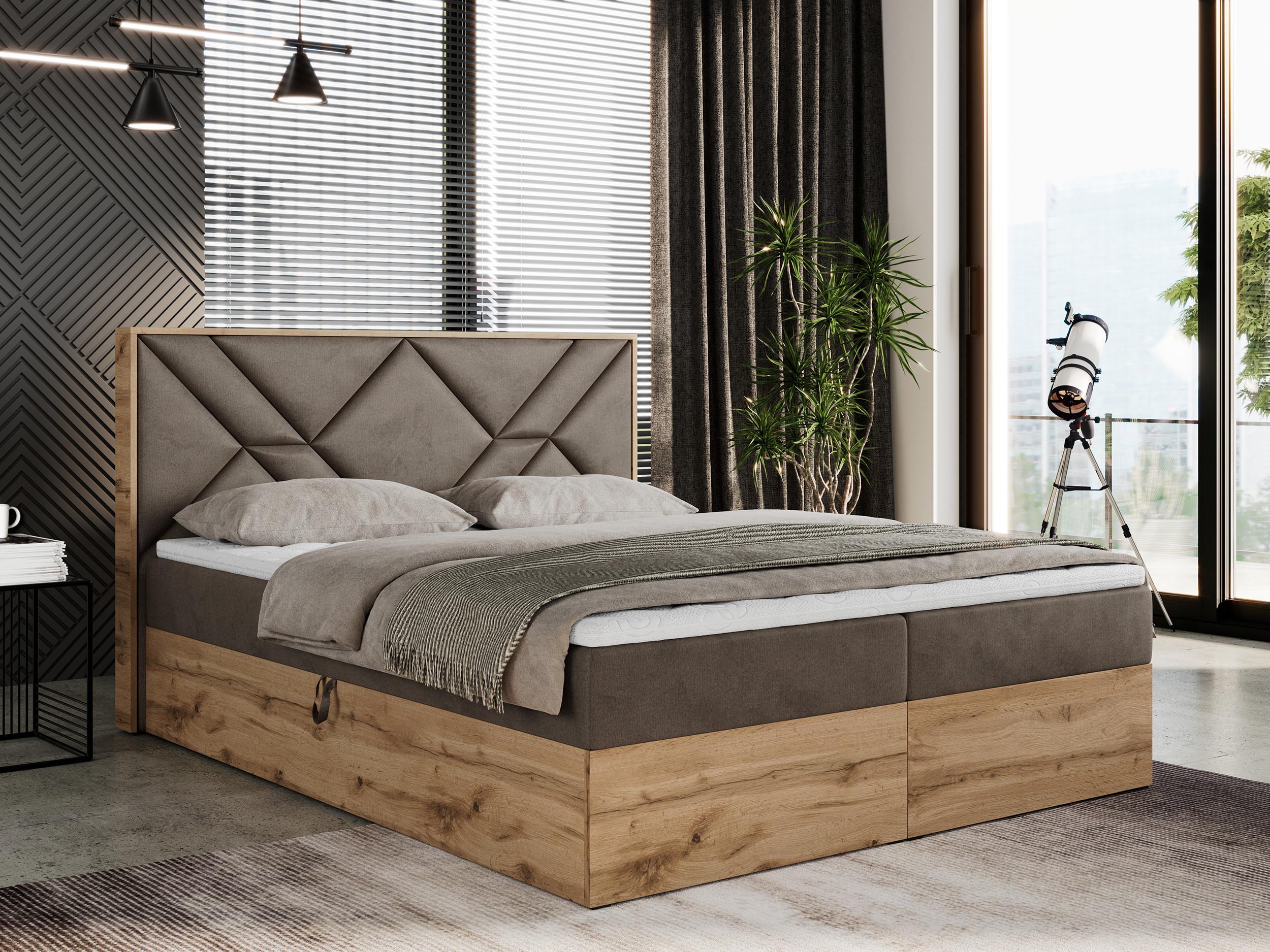 wohnli-moebel-suche-800000739027-1 BOXBETT GUNAR - 140/200 Braun Velvet - H4 Holz MKS Möbel > Betten > Boxspringbetten Braun