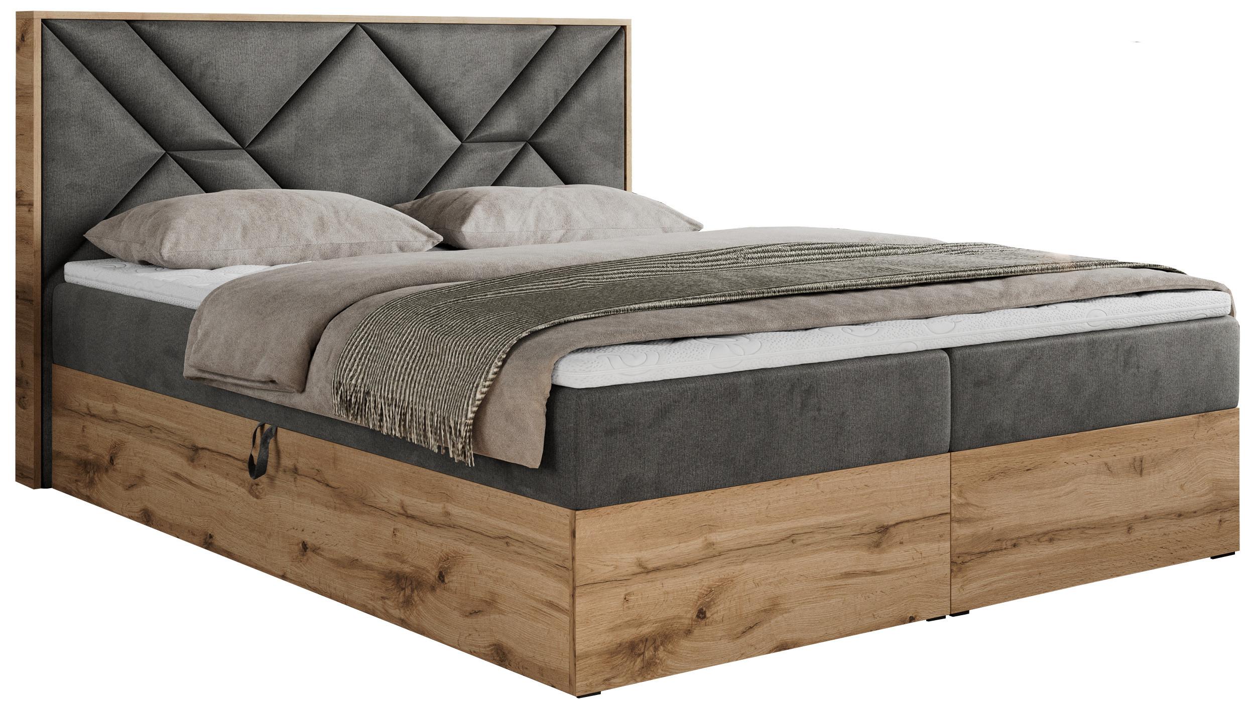 Wohnli Möbelsuche - BOXBETT GUNAR - 120/200 Dunkelgrau Velvet - H4