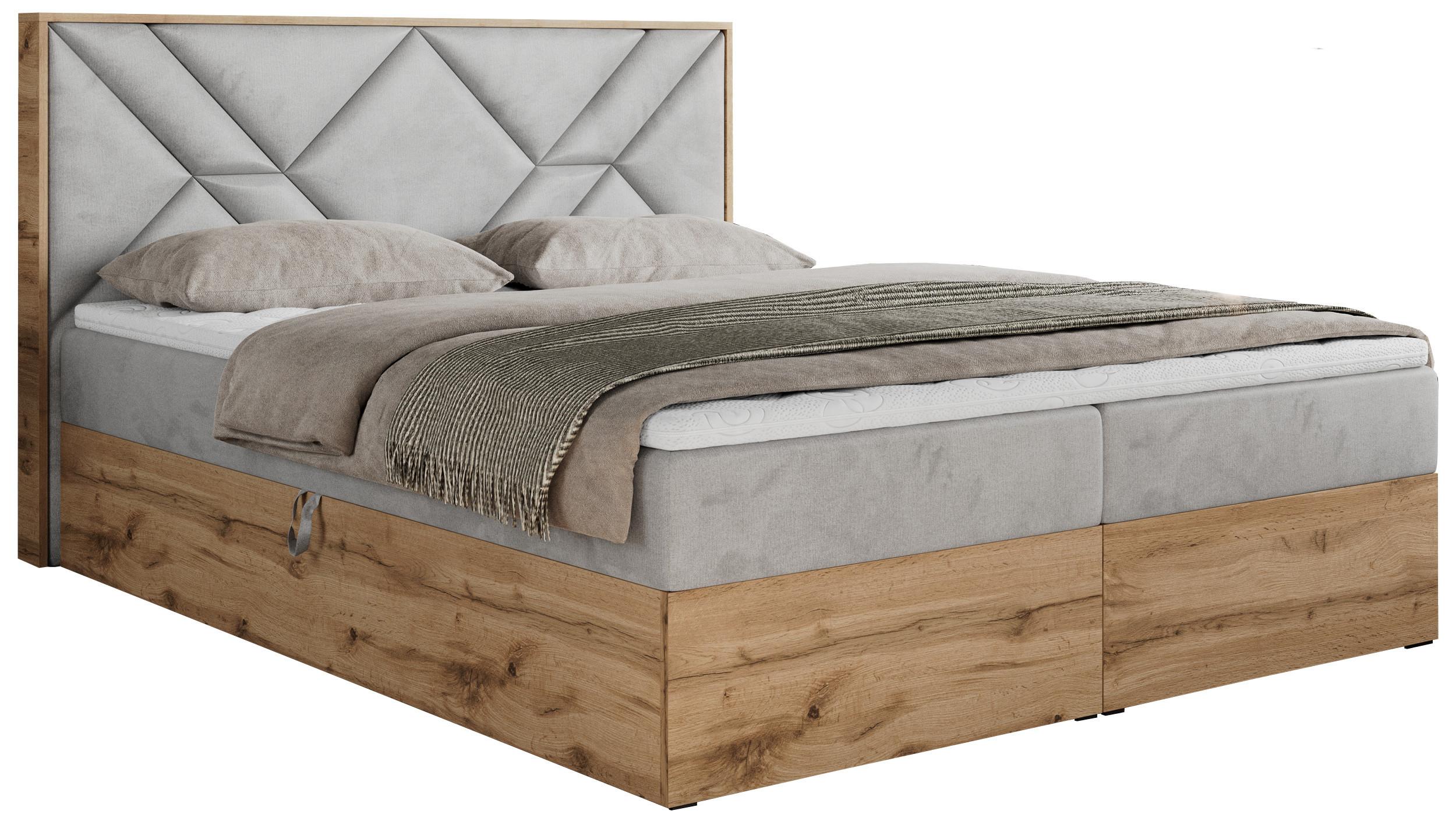 Wohnli Möbelsuche - BOXBETT GUNAR - 120/200 Hellgrau Velvet - H3