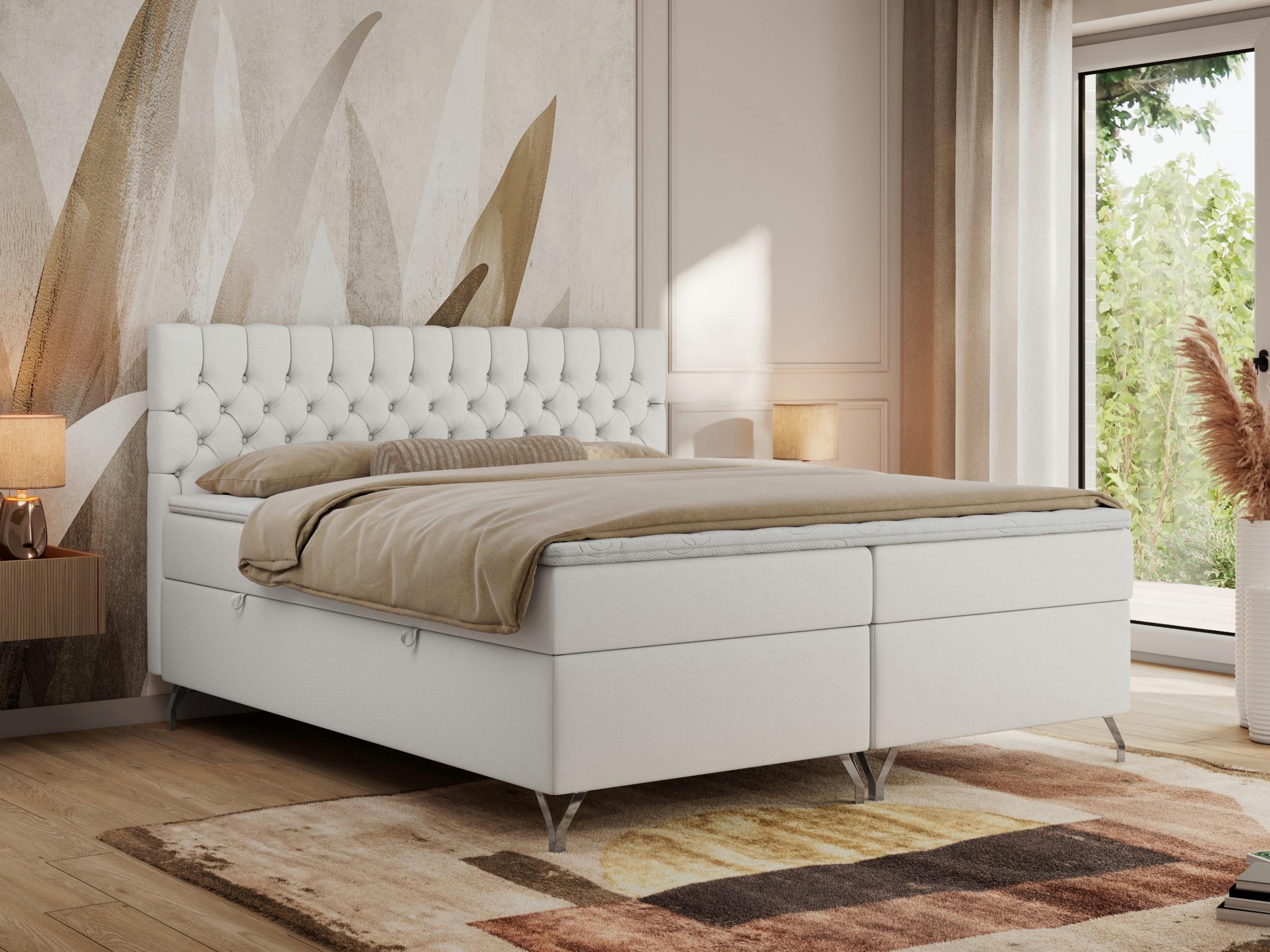 wohnli-moebel-suche-800000739068-1 BOXBETT GRIMALDI 160/200 Weiß Kunstleder - H3 Holz MKS Möbel > Betten > Boxspringbetten Weiß