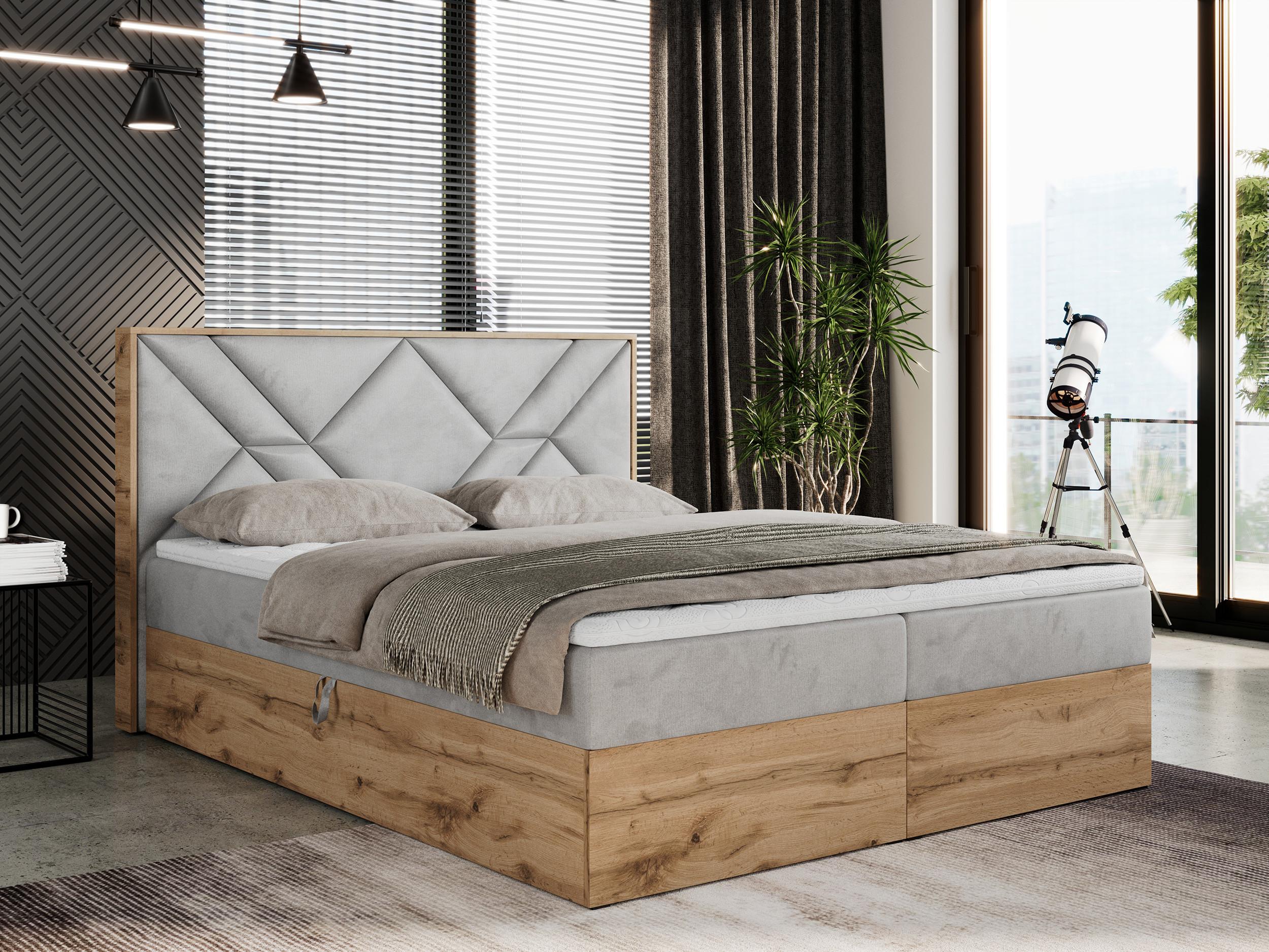 wohnli-moebel-suche-800000739075-1 BOXBETT GUNAR - 140/200 Hellgrau Velvet - H4 Holz MKS Möbel > Betten > Boxspringbetten Grau