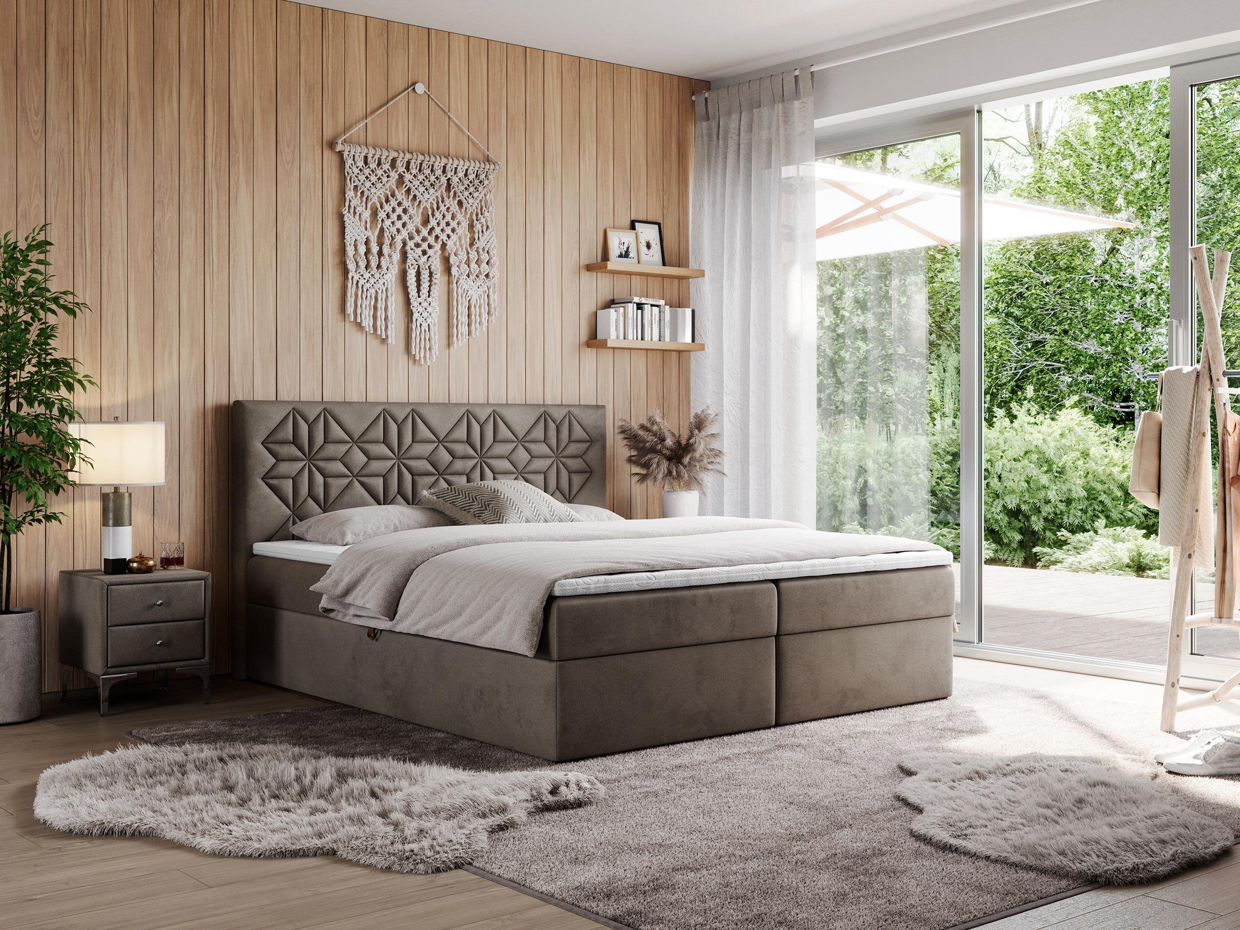wohnli-moebel-suche-800000739081-1 BOXBETT LEILA 120/200 Braun Velvet - H3 Holz MKS Möbel > Betten > Boxspringbetten Braun
