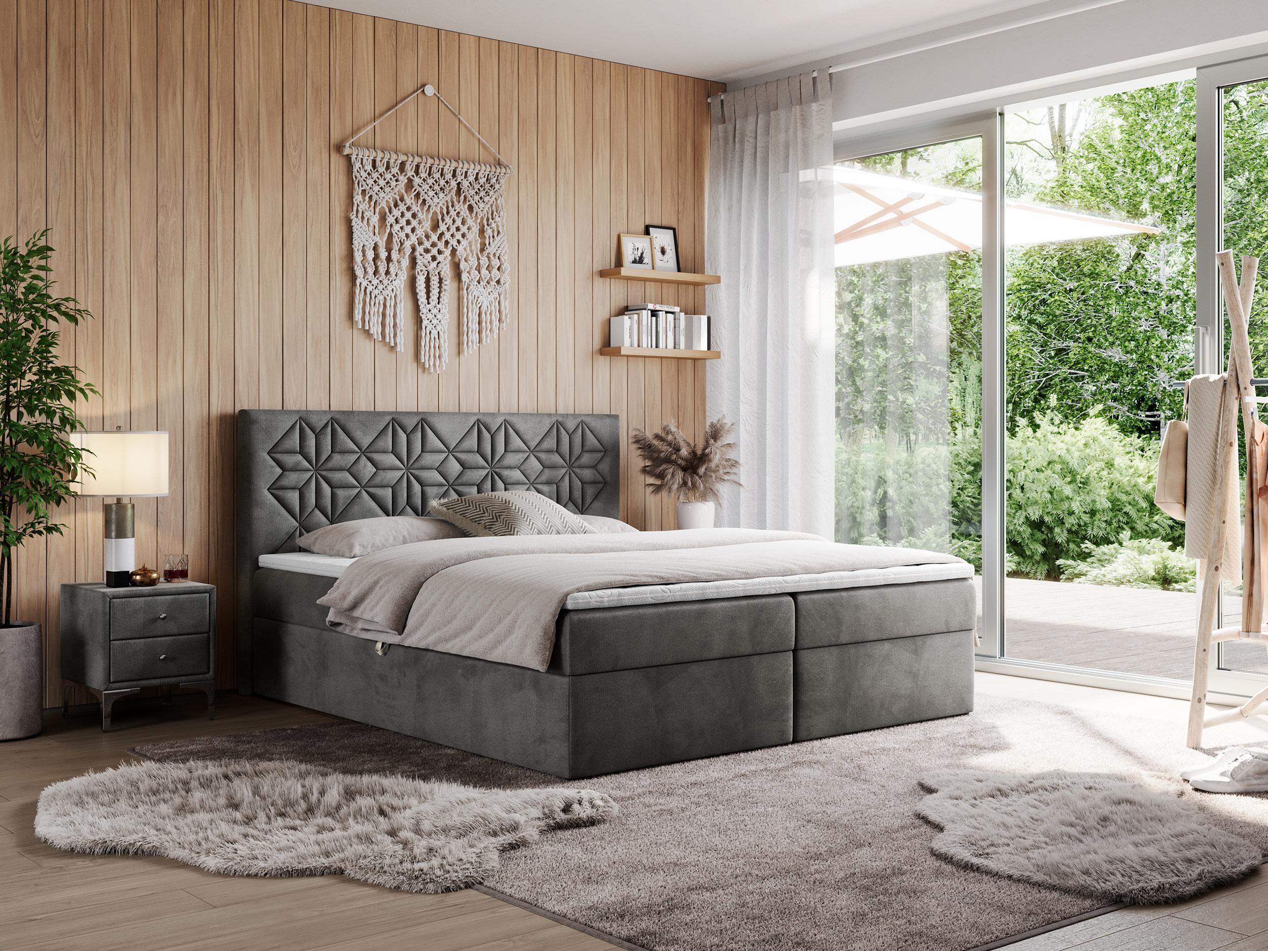 wohnli-moebel-suche-800000739097-1 BOXBETT LEILA 120/200 Dunkelgrau Velvet - H4 Holz MKS Möbel > Betten > Boxspringbetten Grau