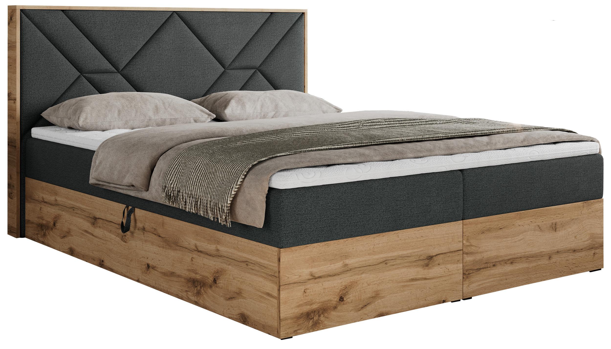 Wohnli Möbelsuche - BOXBETT GUNAR - 120/200 Dunkelgrau Struktur - H4