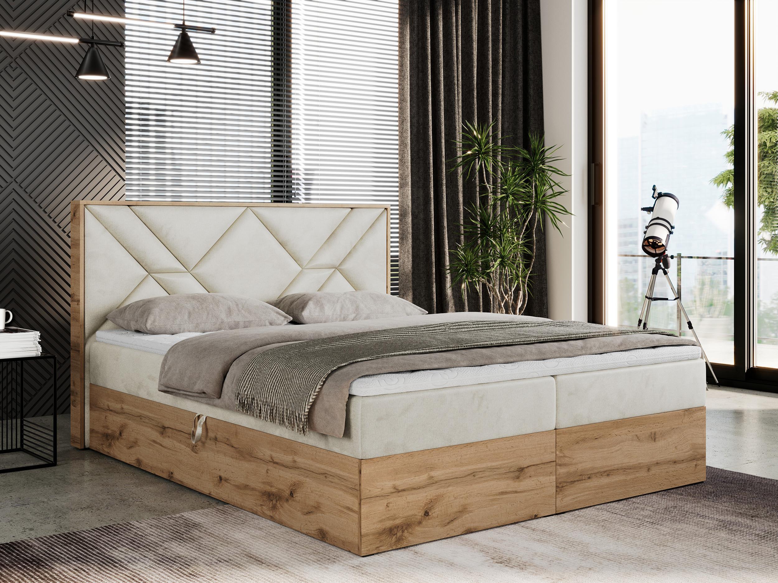 wohnli-moebel-suche-800000739236-1 BOXBETT GUNAR - 140/200 Beige Velvet - H4 Holz MKS Möbel > Betten > Boxspringbetten Beige