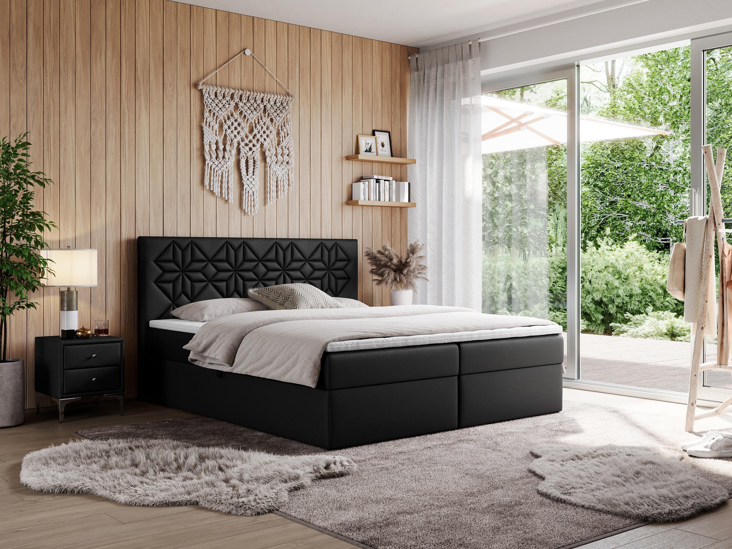 wohnli-moebel-suche-800000739240-1 BOXBETT LEILA 200/200 Schwarz Kunstleder - H3 Holz MKS Möbel > Betten > Boxspringbetten Schwarz