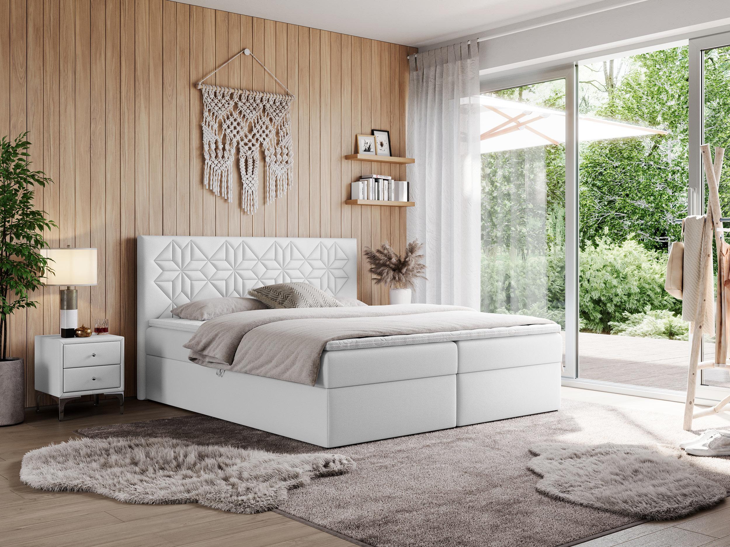 wohnli-moebel-suche-800000739282-1 BOXBETT LEILA 180/200 Weiß Kunstleder - H3 Holz MKS Möbel > Betten > Boxspringbetten Weiß
