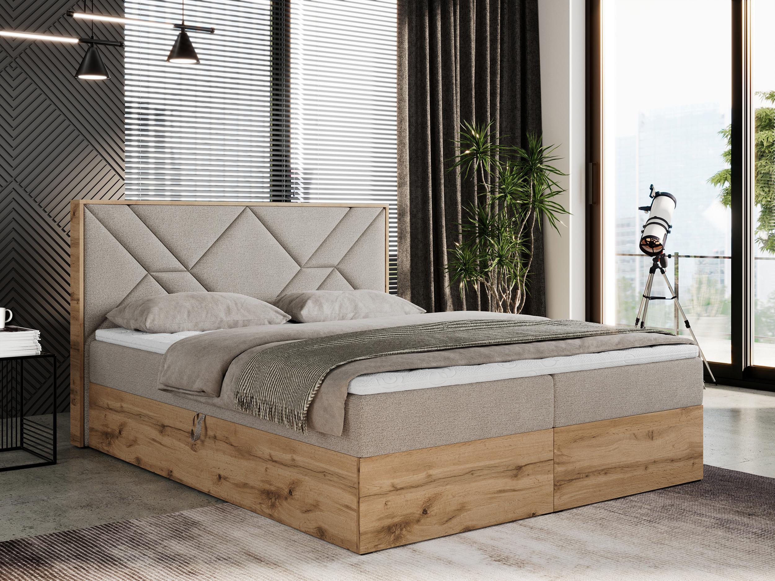 wohnli-moebel-suche-800000739285-1 BOXBETT GUNAR - 120/200 Beige Struktur - H3 Holz MKS Möbel > Betten > Boxspringbetten Beige