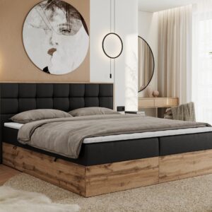 BOXBETT ALBERO 1 - 200/200 Schwarz Kunstleder - H4 Holz MKS Möbel > Betten > Boxspringbetten Schwarz