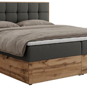 Wohnli Möbelsuche - BOXBETT ALBERO 1 - 120/200 Dunkelgrau Kunstleder - H4