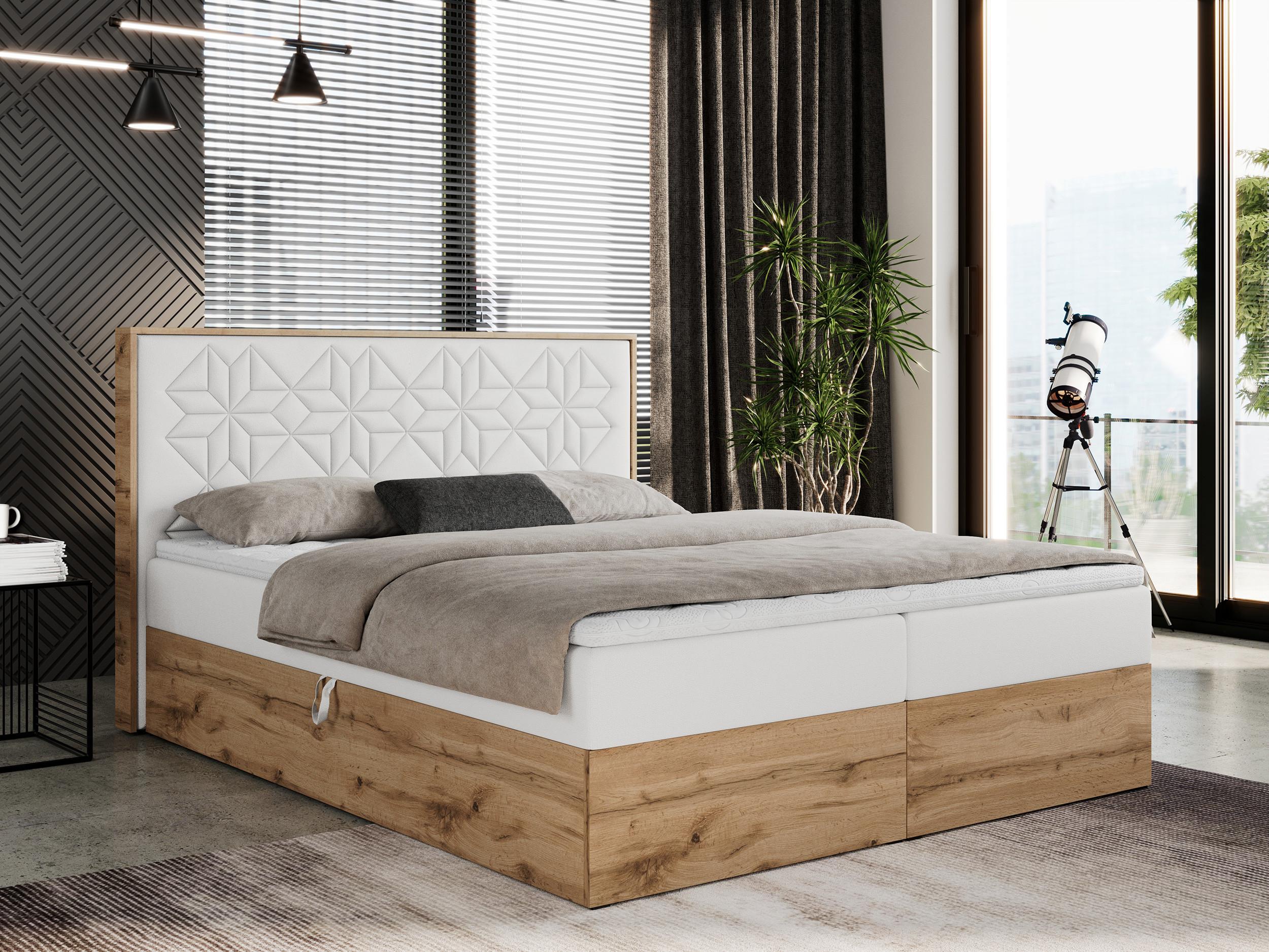 BOXBETT NESSI - 120/200 Weiß Kunstleder - H3 Holz MKS Möbel > Betten > Boxspringbetten Weiß