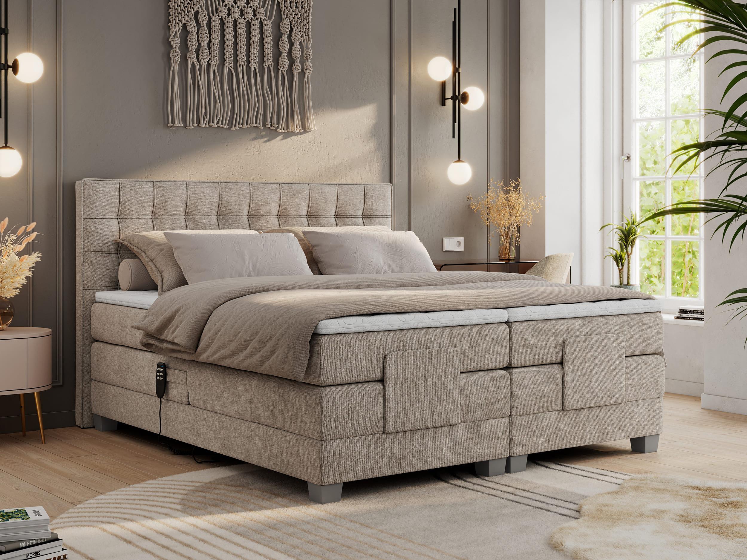 wohnli-moebel-suche-800000739421-1 BOXBETT ELEKTRO 140/200 Beige Struktur - H3 Textil MKS Möbel > Betten > Boxspringbetten Beige