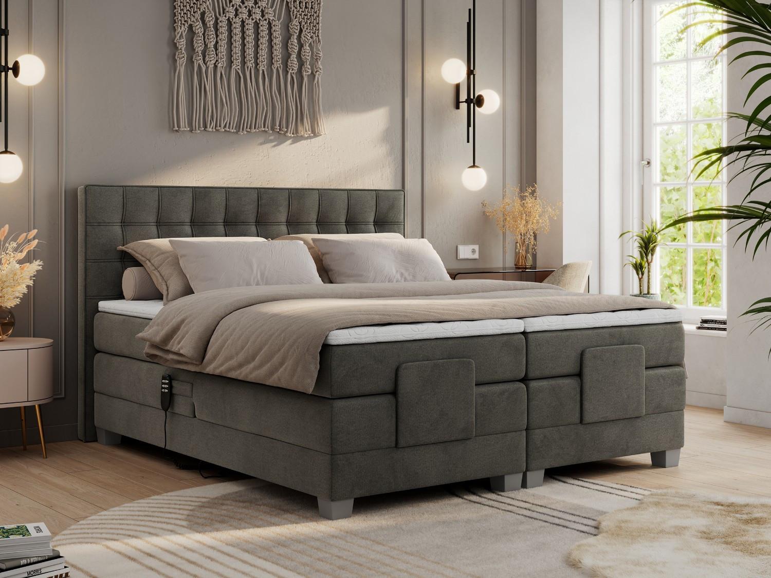 wohnli-moebel-suche-800000739431-1 BOXBETT ELEKTRO 180/200 Dunkelgrau Velvet - H4 Holz MKS Möbel > Betten > Boxspringbetten Grau