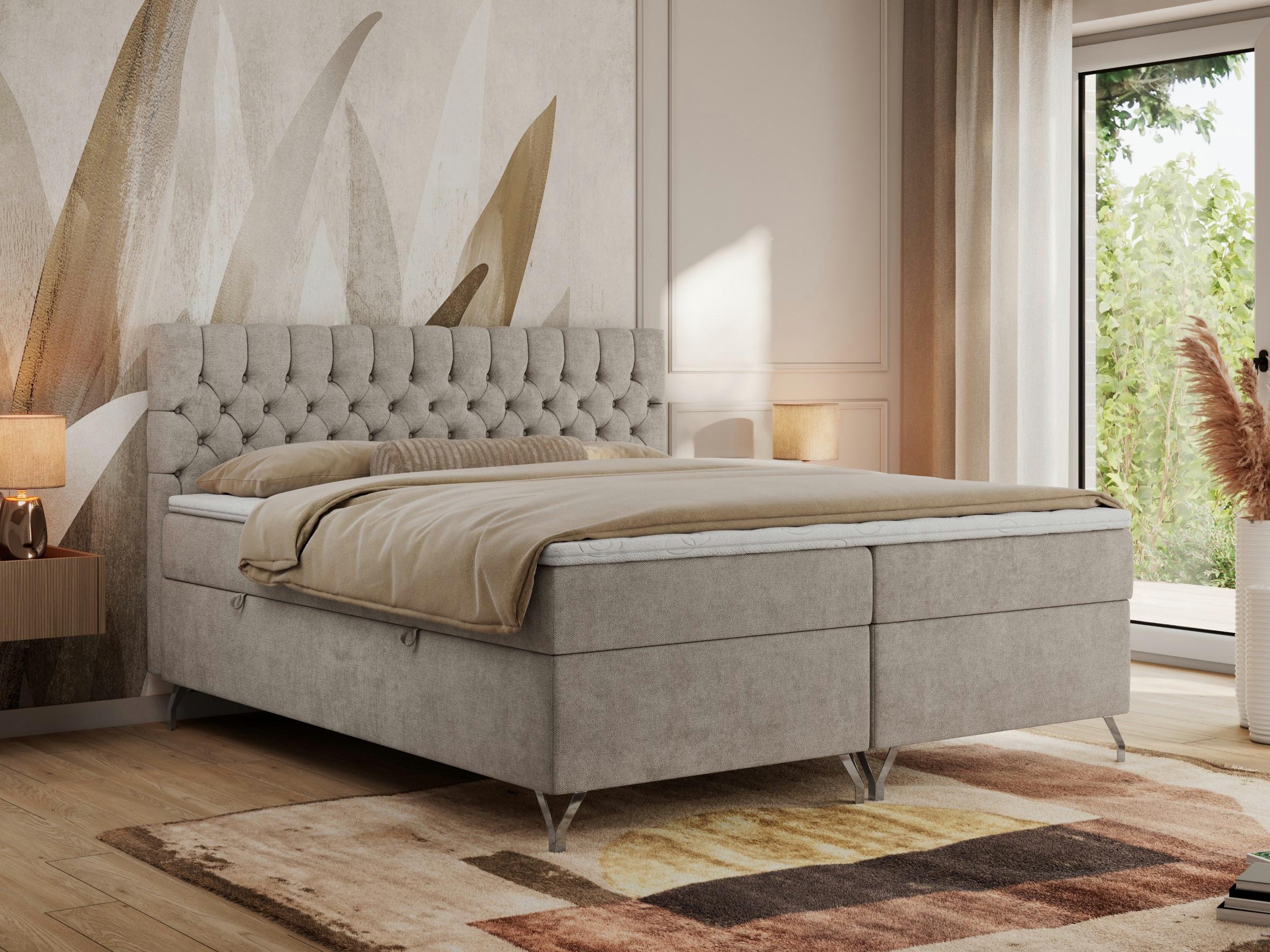 wohnli-moebel-suche-800000739474-1 BOXBETT GRIMALDI 180/200 Beige Struktur - H3 Holz MKS Möbel > Betten > Boxspringbetten Beige