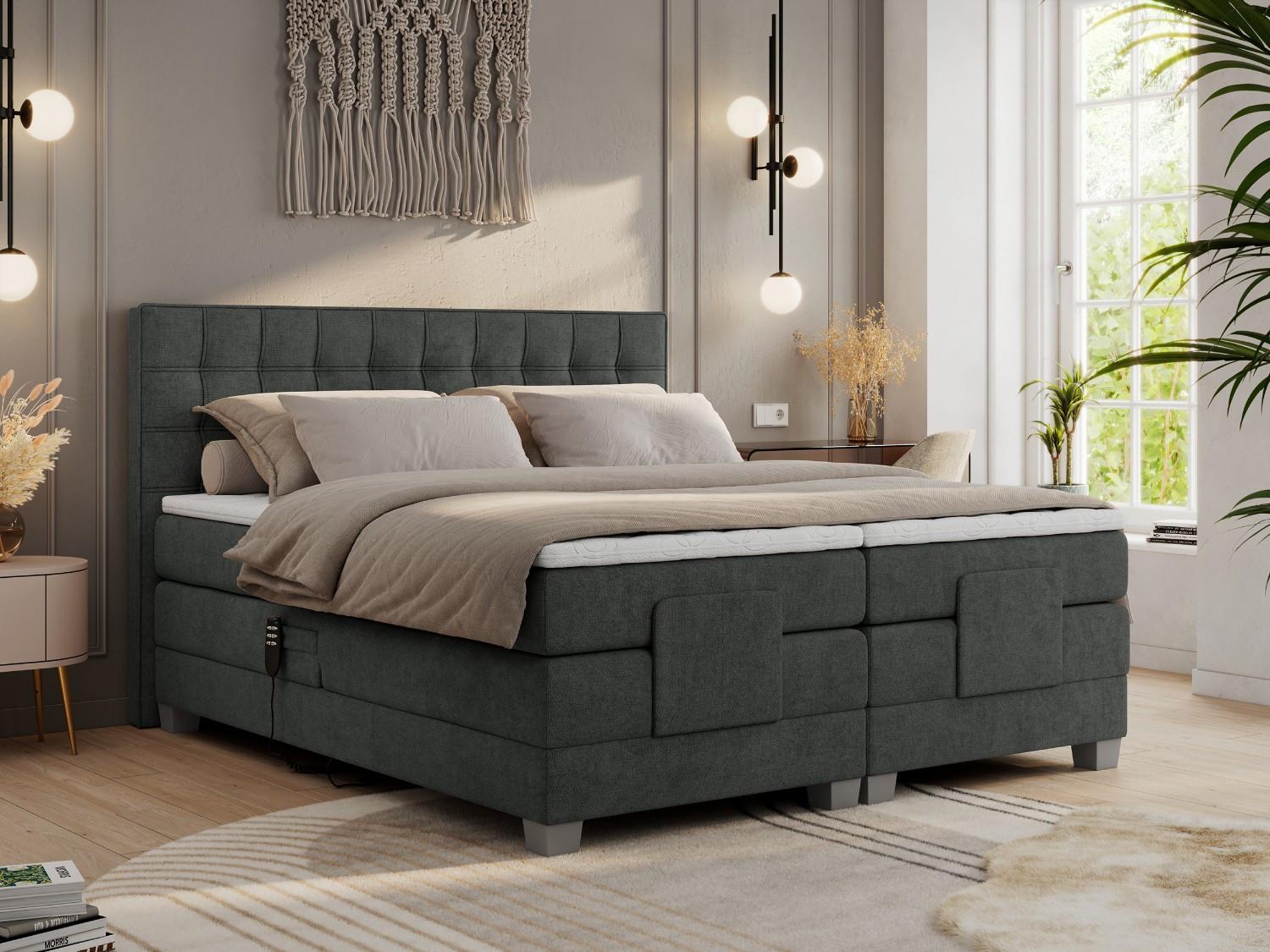 wohnli-moebel-suche-800000739522-1 BOXBETT ELEKTRO 180/200 Dunkelgrau Struktur - H3 Textil MKS Möbel > Betten > Boxspringbetten Grau