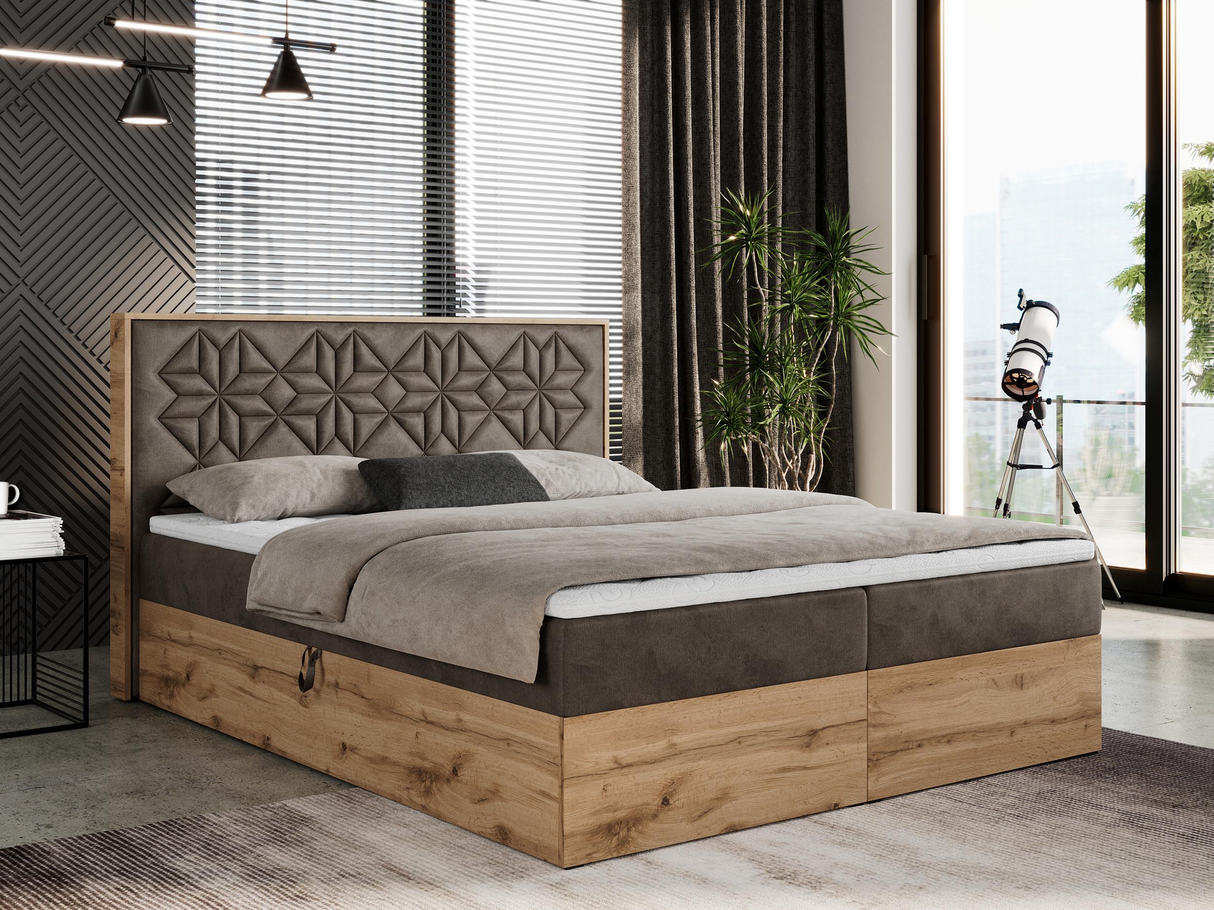 wohnli-moebel-suche-800000739547-1 BOXBETT NESSI - 140/200 Braun Velvet - H4 Holz MKS Möbel > Betten > Boxspringbetten Braun