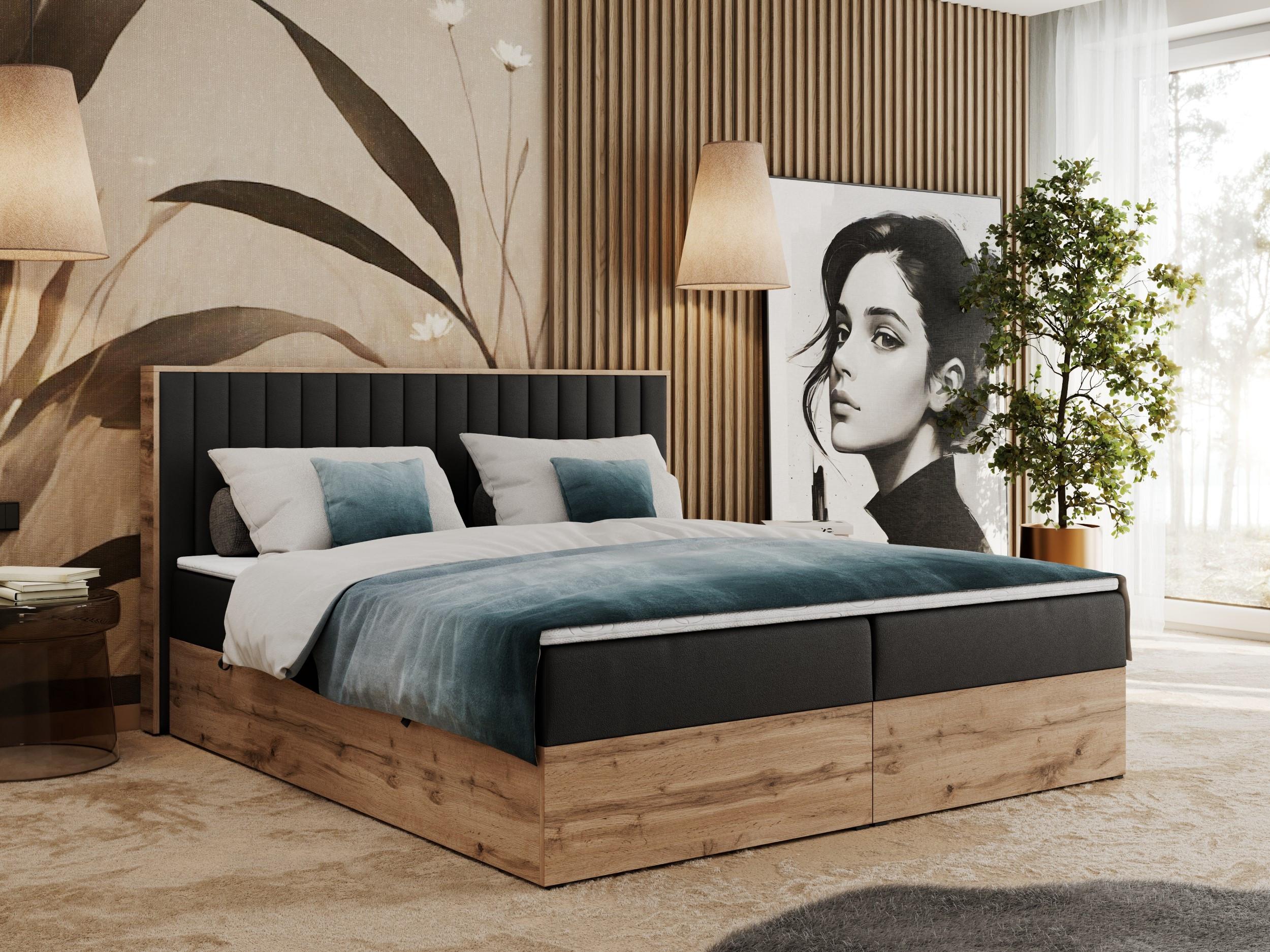 wohnli-moebel-suche-800000739548-1 BOXBETT ALBERO 4 - 120/200 Schwarz Kunstleder - H4 Holz MKS Möbel > Betten > Boxspringbetten Schwarz