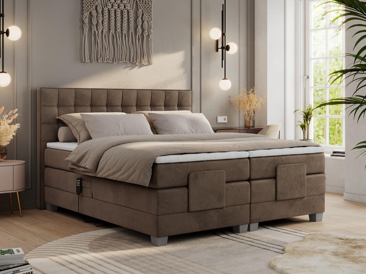 BOXBETT ELEKTRO 140/200 Braun Velvet - H3 Textil MKS Möbel > Betten > Boxspringbetten Braun