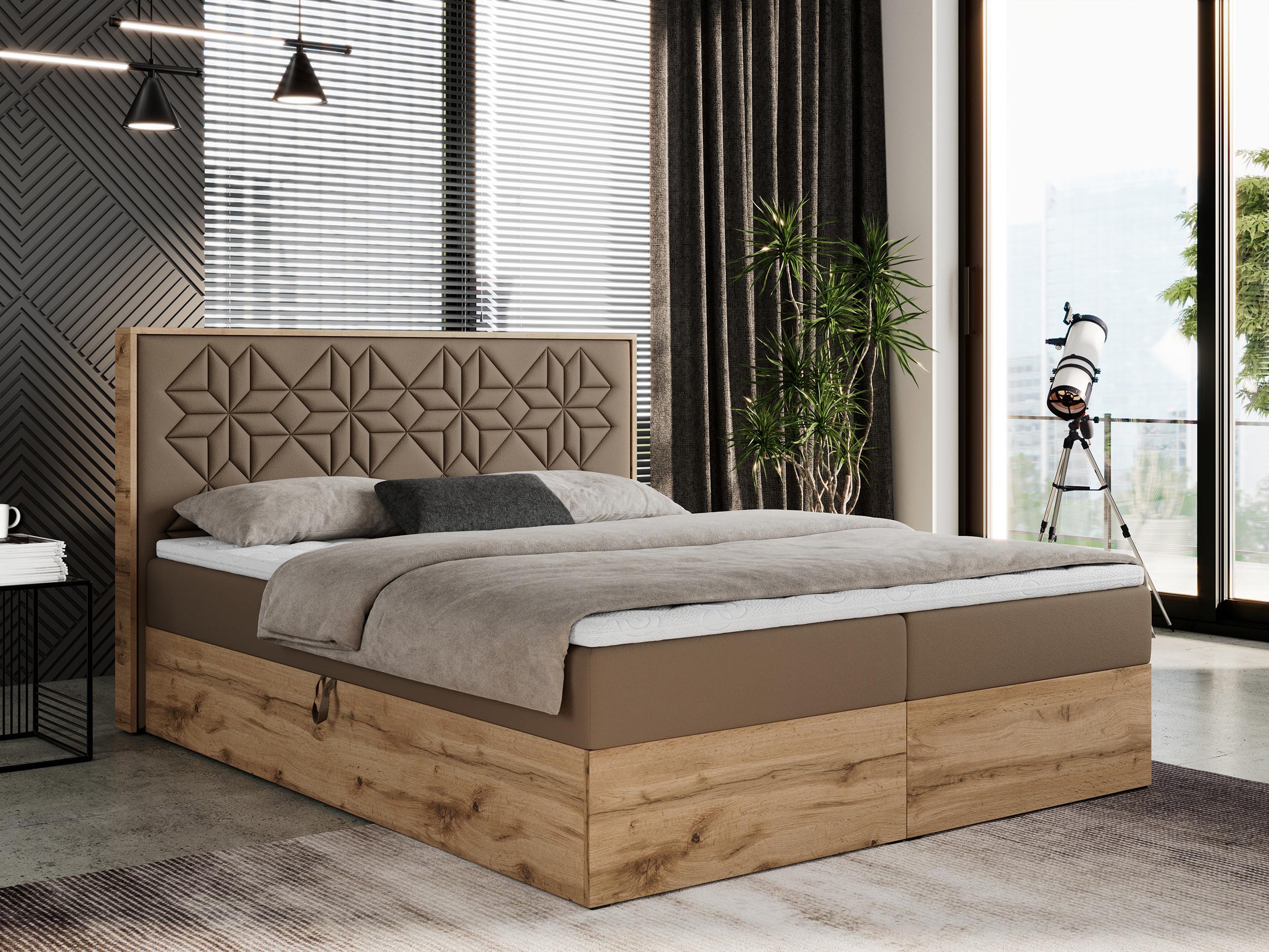 wohnli-moebel-suche-800000739555-1 BOXBETT NESSI - 140/200 Braun Kunstleder - H4 Holz MKS Möbel > Betten > Boxspringbetten Braun